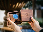 Metal Watch & Walnut Gift Box