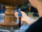 Metal Watch & Walnut Gift Box