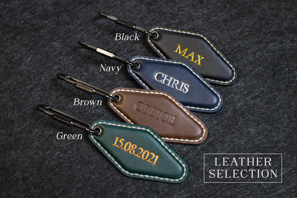 Embossed Diamond Leather Keychains (Name)