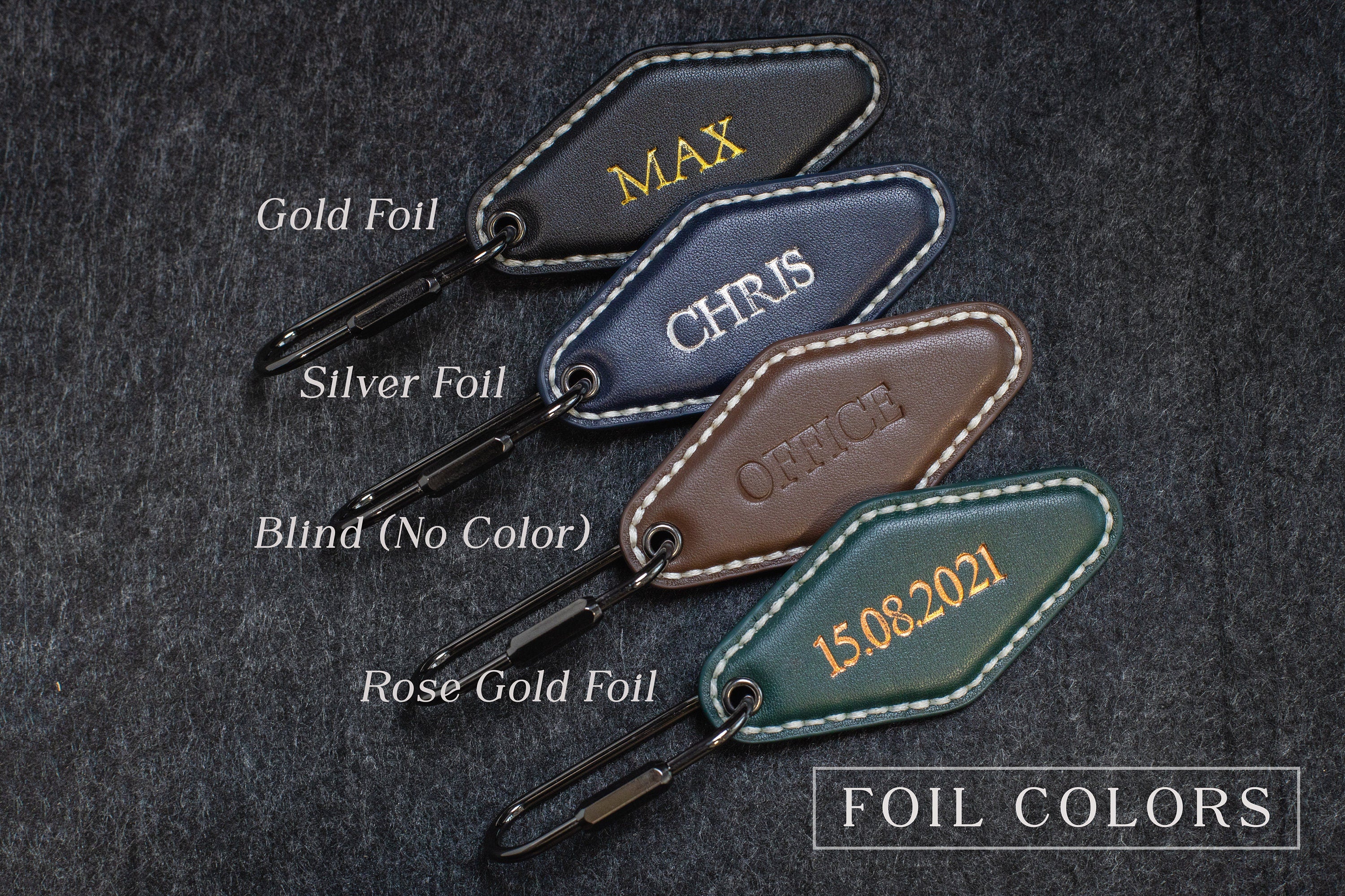 Embossed Diamond Leather Keychains (Name)