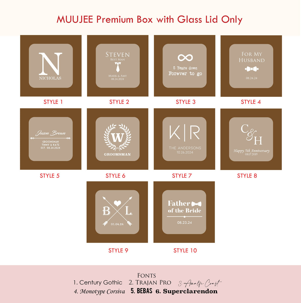 Premium Cufflinks Box with Glass Lid Only