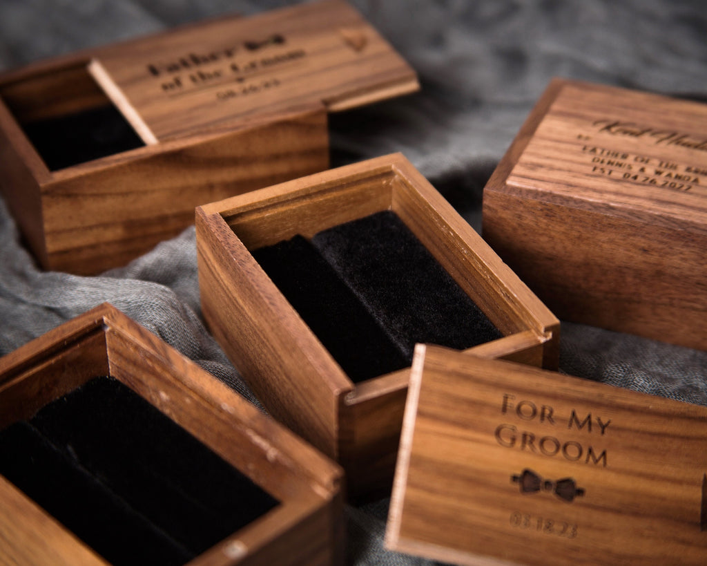 Tall Walnut Cufflink or Tie Clip Box Only ( Cuff links NOT included )
