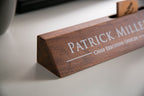 Wood Name Block with Card Slot (White Print 10")