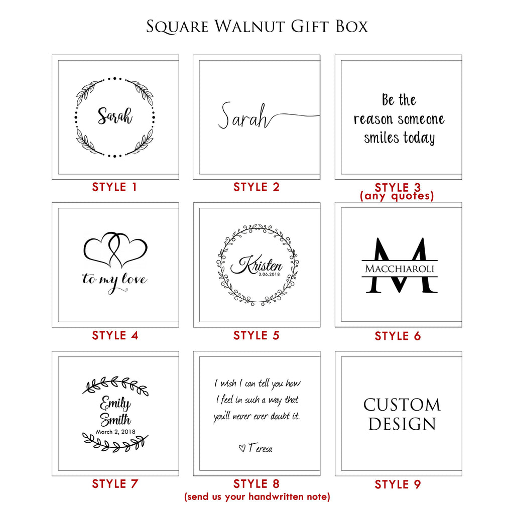 Square Walnut Trinket Gift Box with Wood Wool