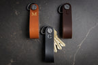 Embossed Leather Strap Key Chains (Initial)