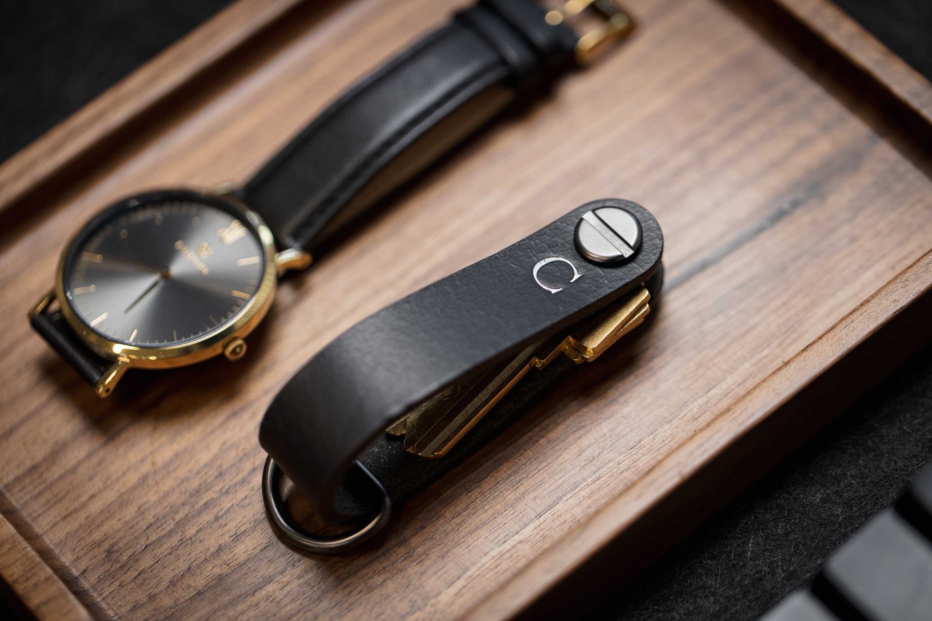Embossed Leather Strap Key Chains (Initial)