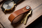 Embossed Leather Strap Key Chains (Initial)