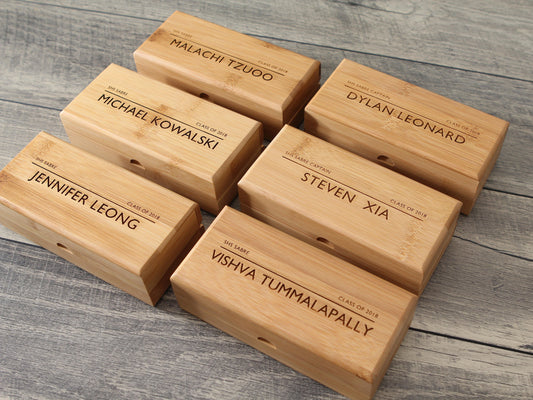 Wide Bamboo Gift Box Only - Custom Storage Corporate Gift for Employees Appreciation Small Business, Thoughtful Teacher or College Gift Box