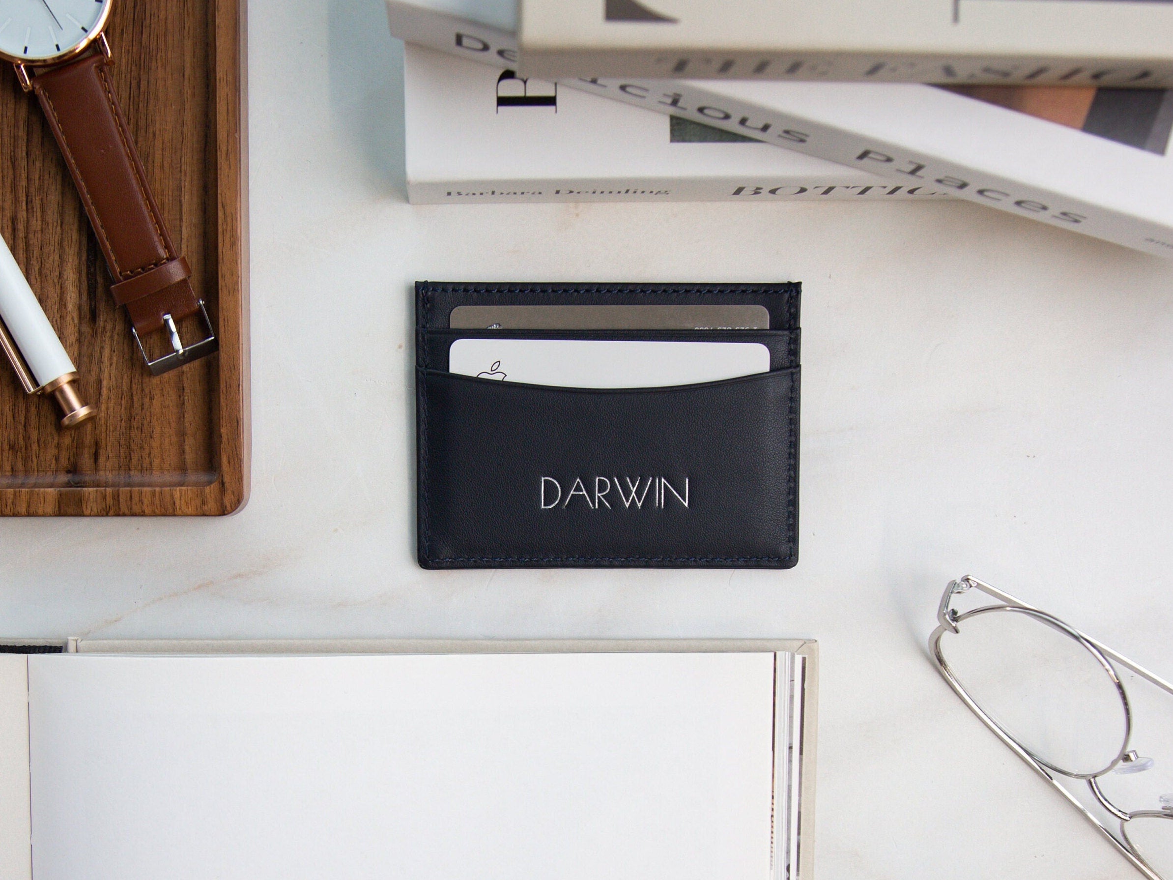 Embossed Leather Card Holder