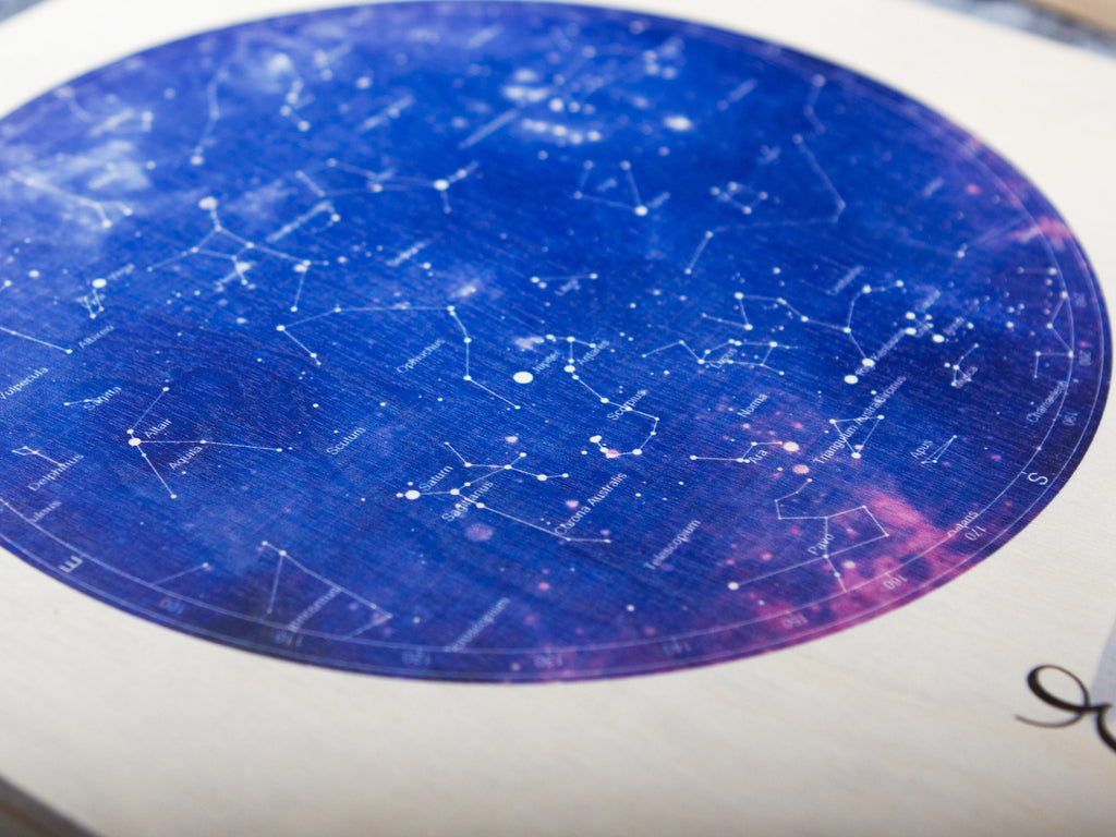 Star Map Print on Wood