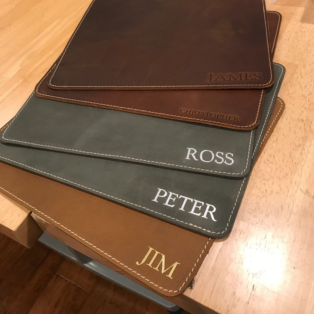 Embossed Genuine Leather Mouse Pad