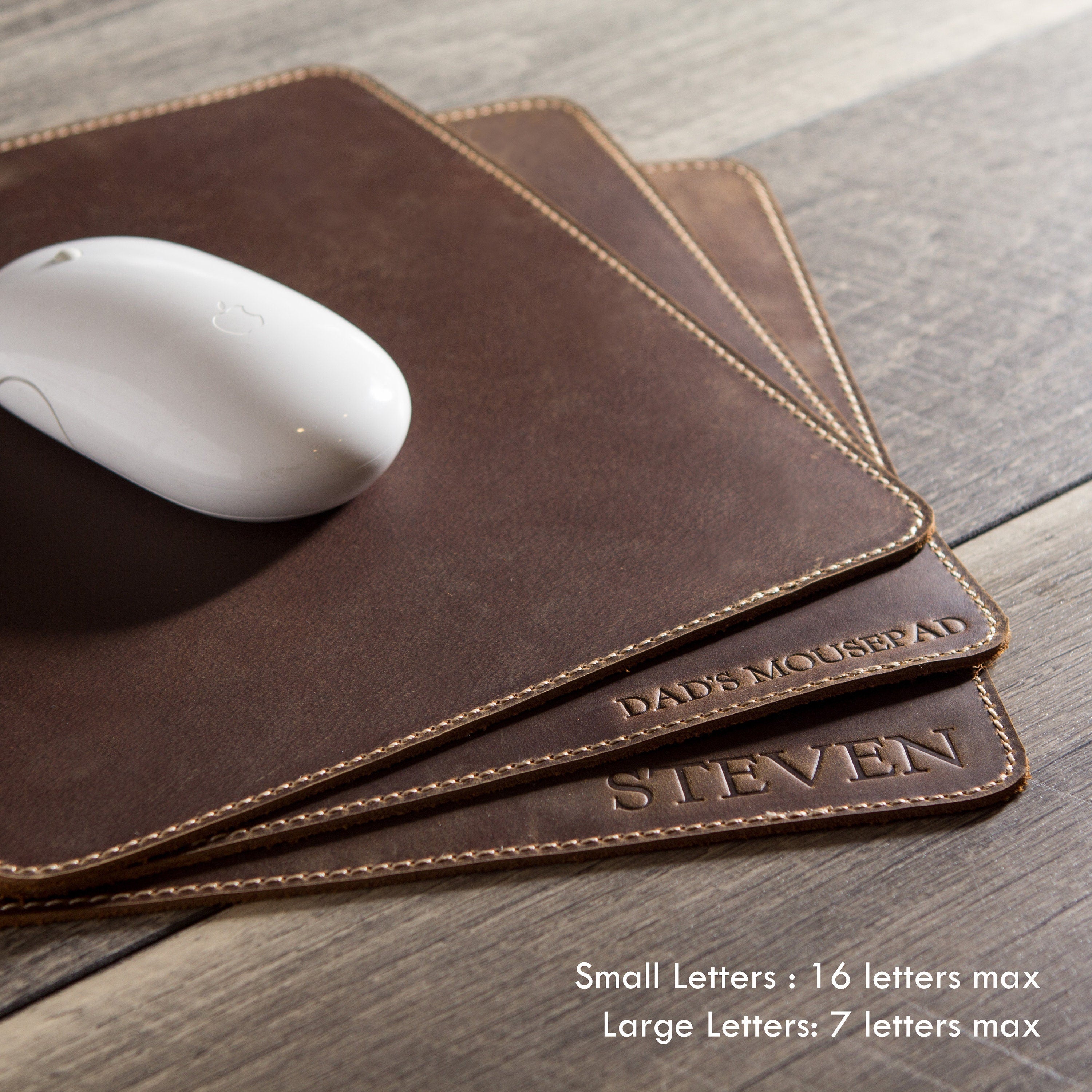 Embossed Genuine Leather Mouse Pad