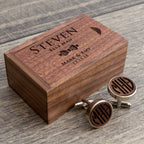 Wood Cufflinks & Tall Walnut Box SET