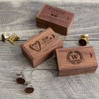 Wood Cufflinks & Tall Walnut Box SET