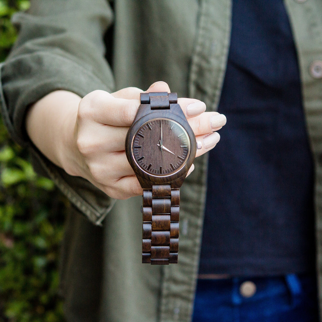 Engraved Wood Watch & Bamboo Gift Box