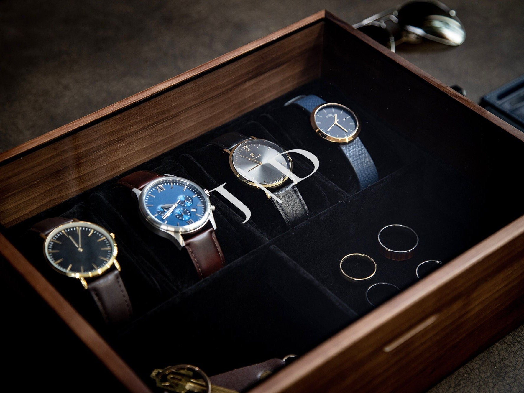 8x10 Wood Watch Box with Glass Lid (Design 1)