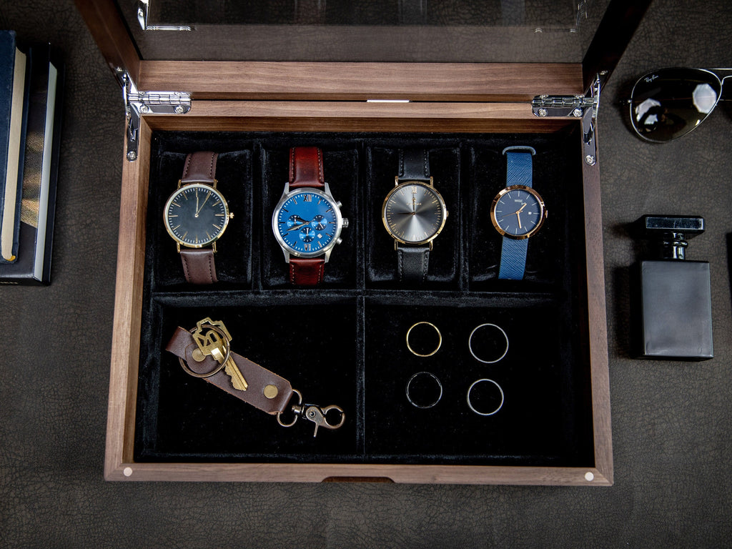 8x10 Wood Watch Box with Glass Lid (Design 1)
