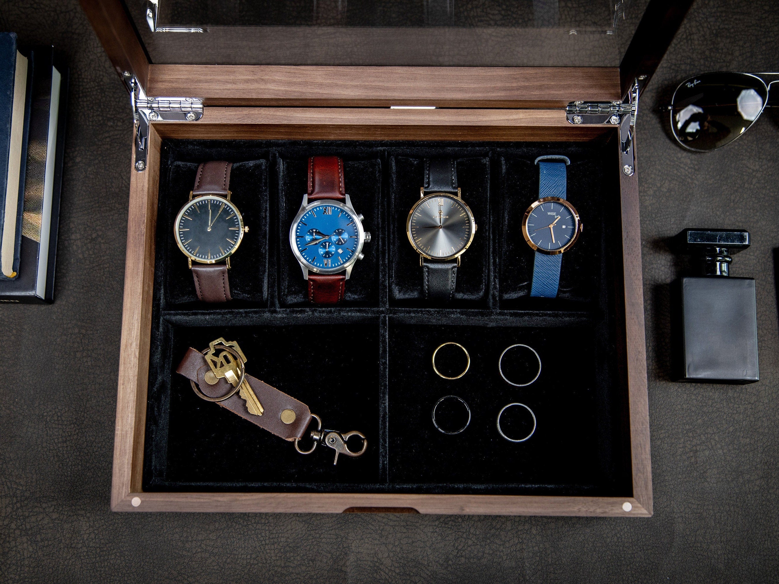 8x10 Wood Watch Box with Glass Lid (Design 1)