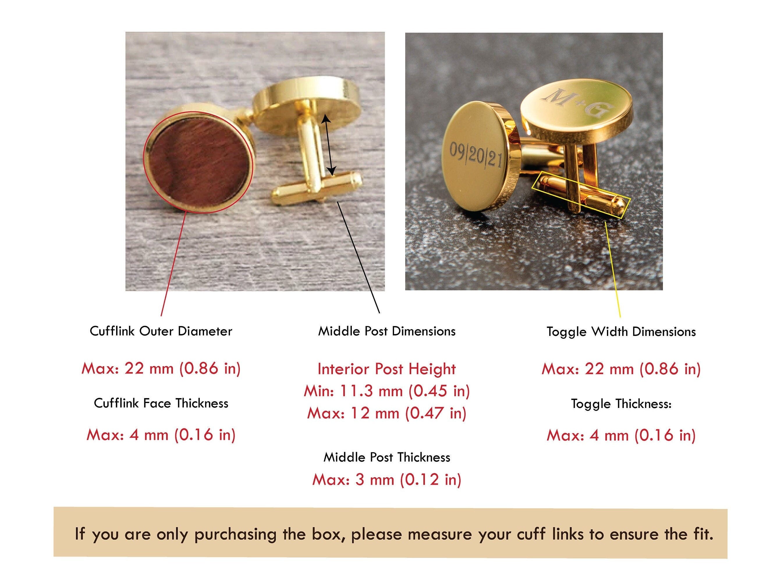 Square Cufflinks Box w/ Glass Lid Only ( Cufflinks NOT included )