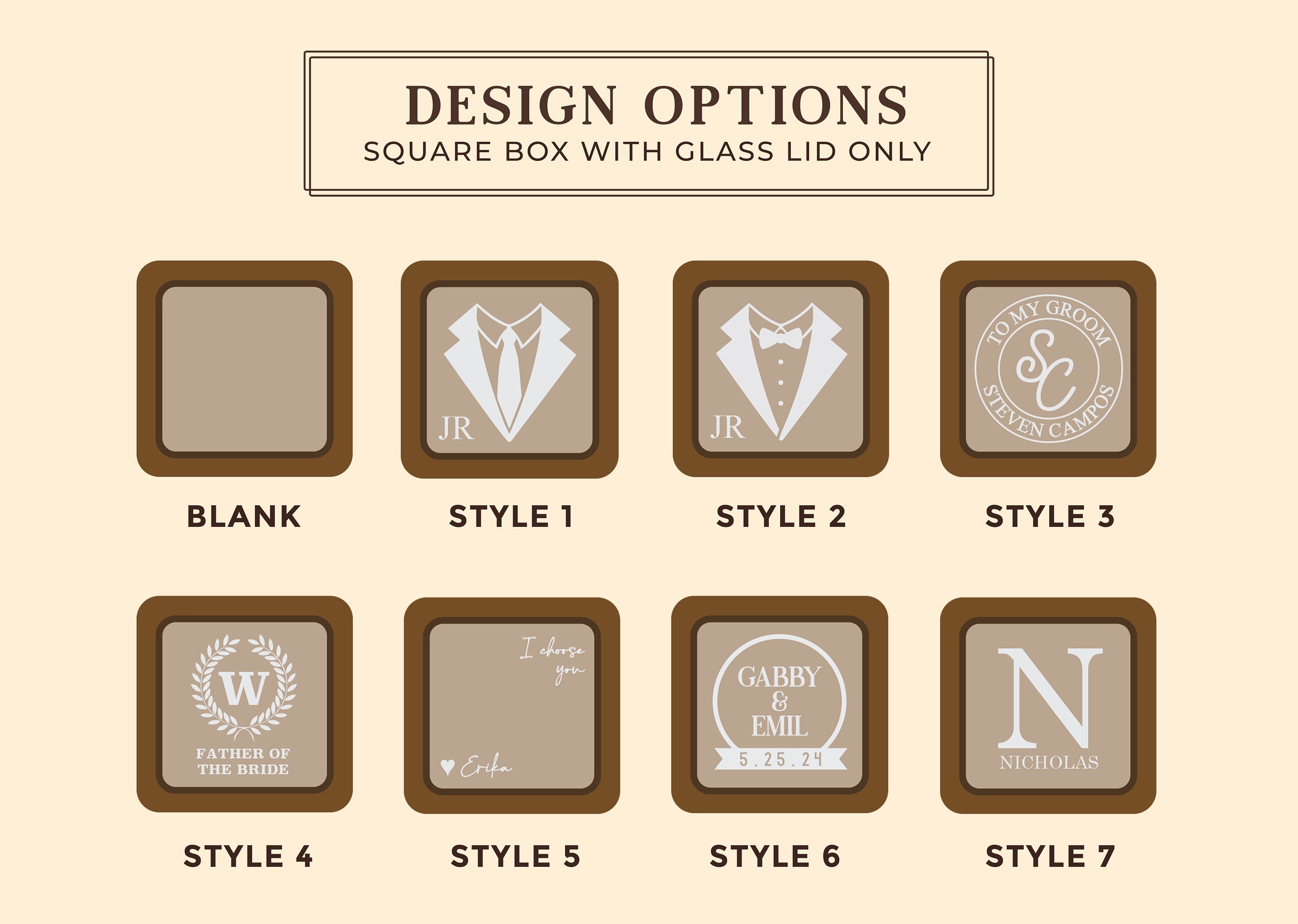 Square Cufflinks Box w/ Glass Lid Only ( Cufflinks NOT included )
