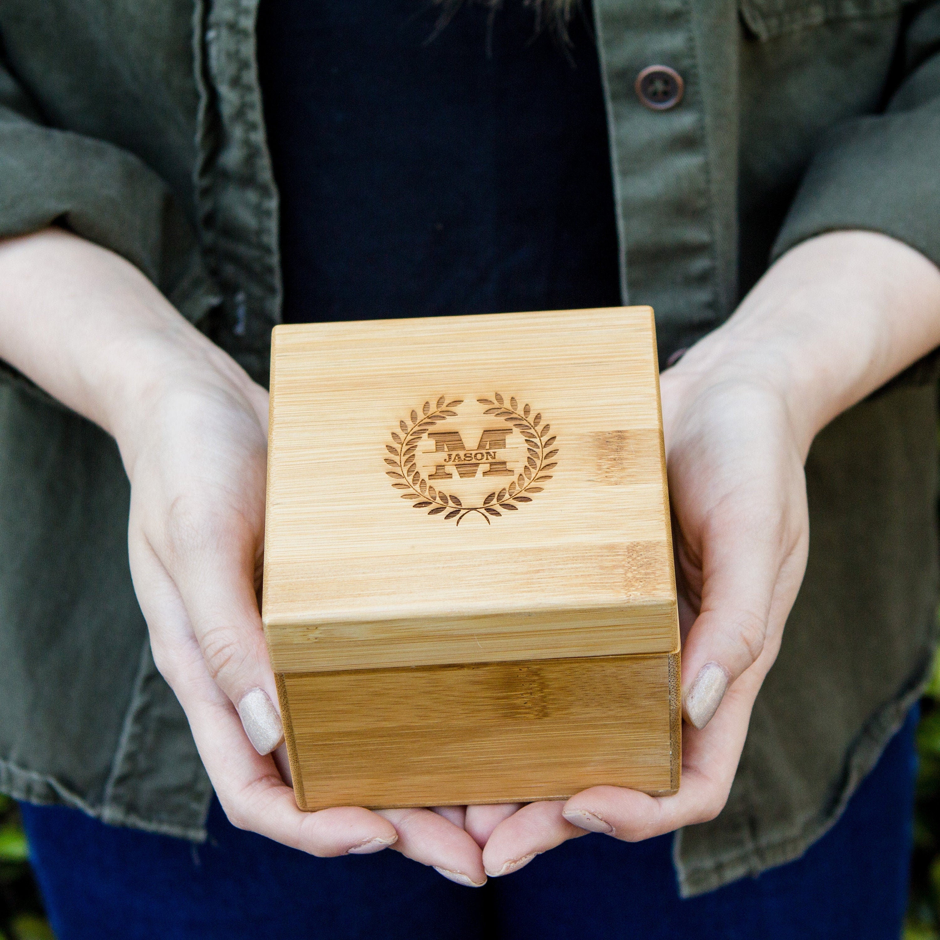Square Bamboo Gift Box & Pillow Only (Watch NOT Included)