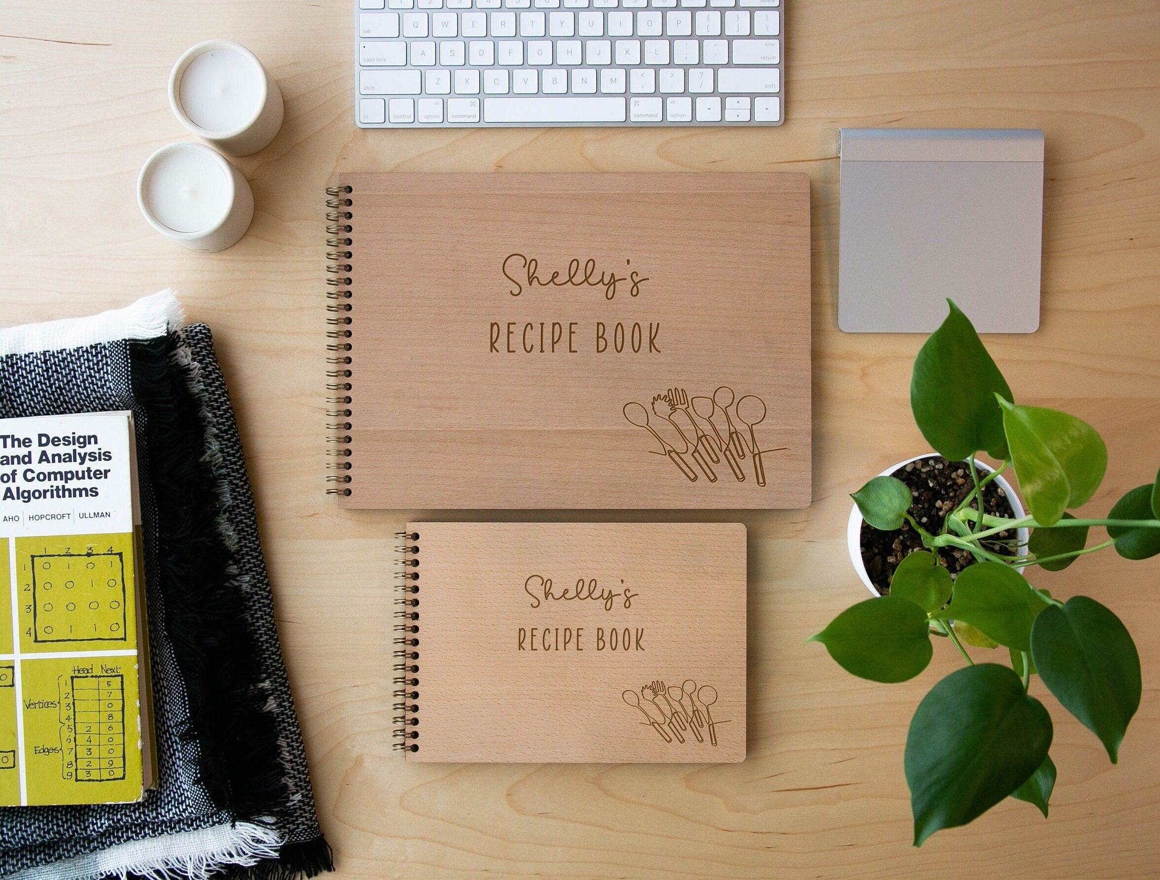 Engraved Spiral Wood Notebook (Design A)