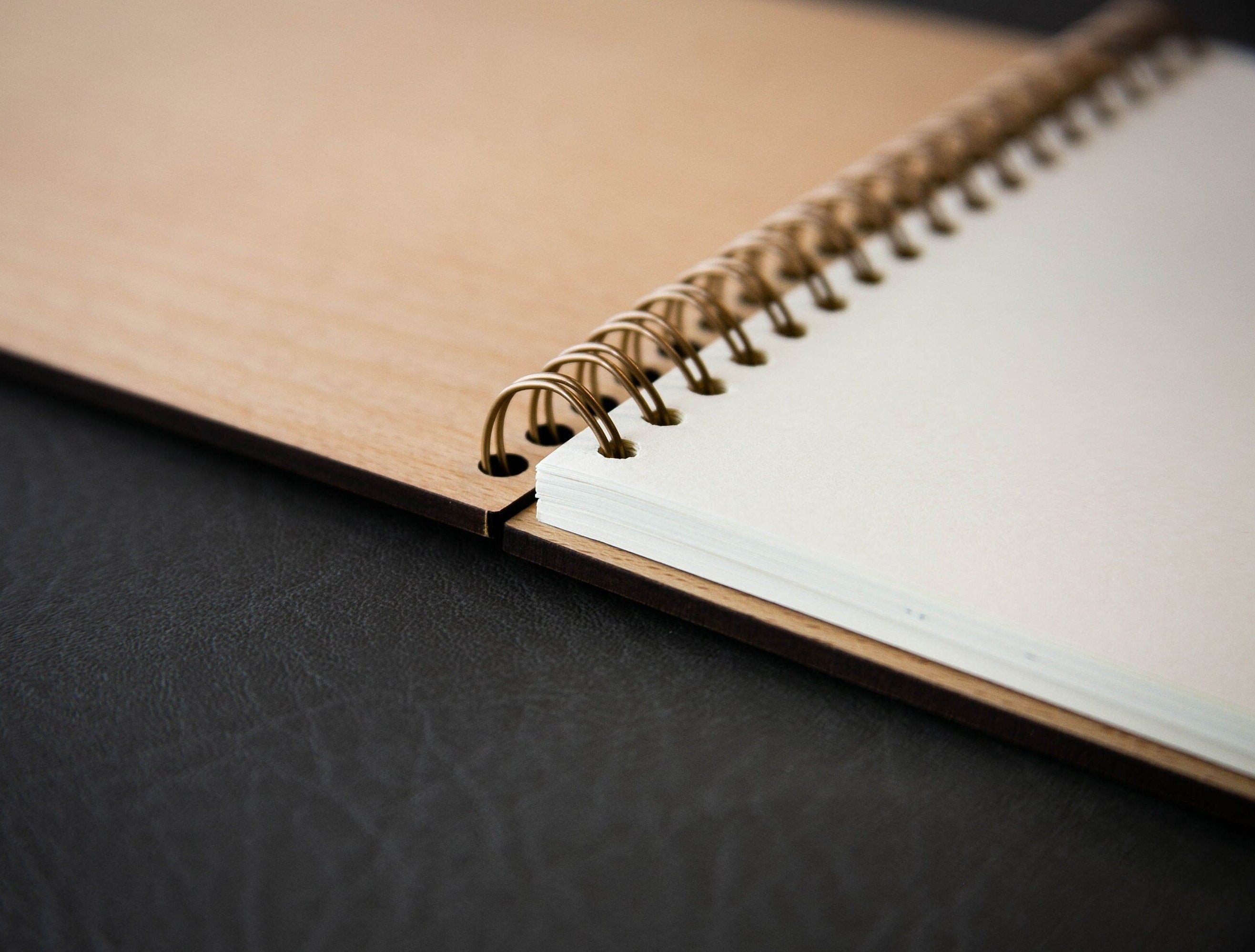 Engraved Spiral Wood Notebook (Design A)
