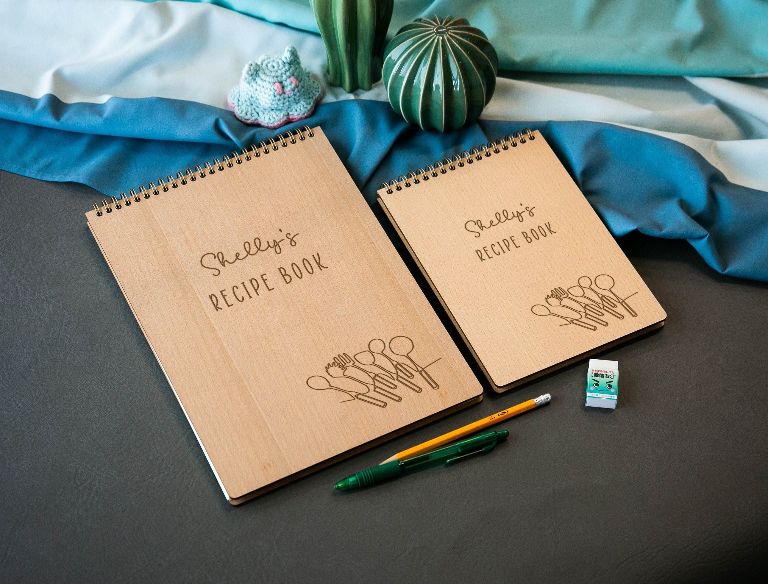 Engraved Spiral Wood Notebook (Design A)