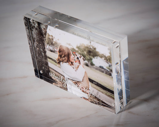 Engraved Acrylic Photo Block - Magnetic Picture Frame, Instax Polaroid Floating Photo Display Home Bedroom Office Modern Decor for Pet Lover