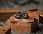 Metal Cufflinks & Tall Walnut Box SET