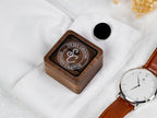 Metal Cufflinks & Square Box w Glass Lid (Set)