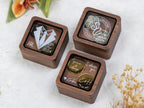 Metal Cufflinks & Square Box w Glass Lid (Set)
