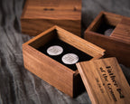 Metal Cufflinks & Tall Walnut Box SET