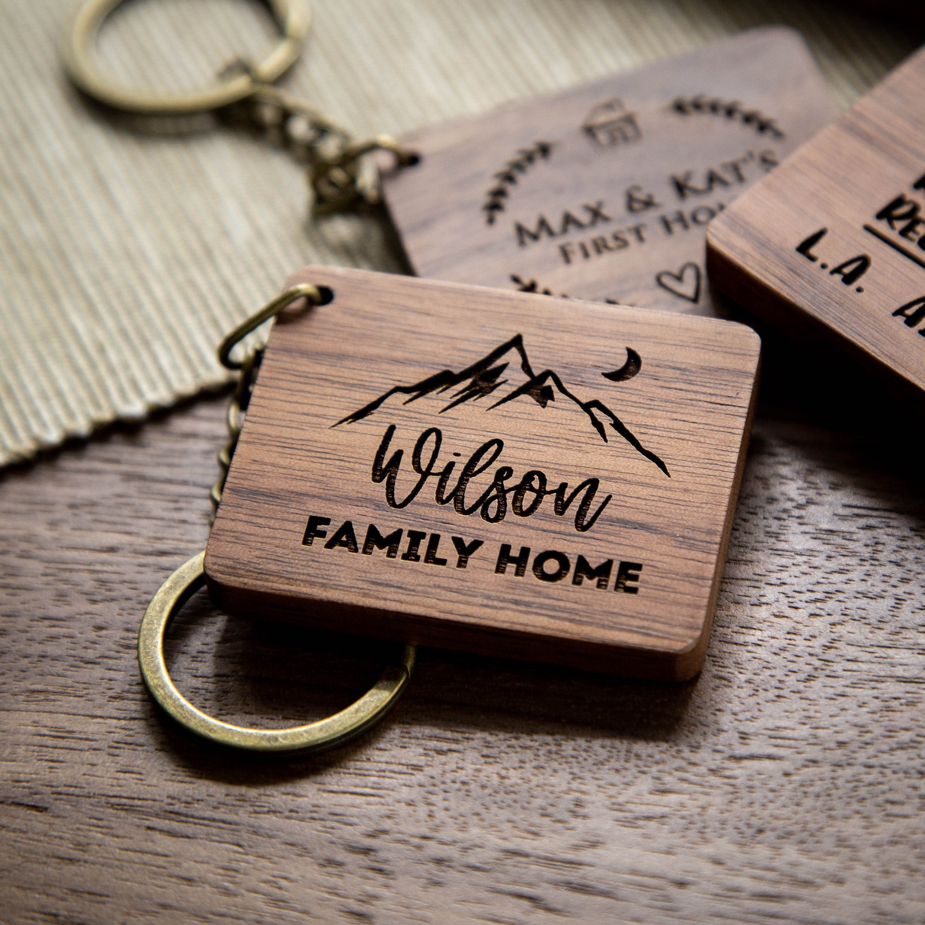 Rectangle Wood Key Chain