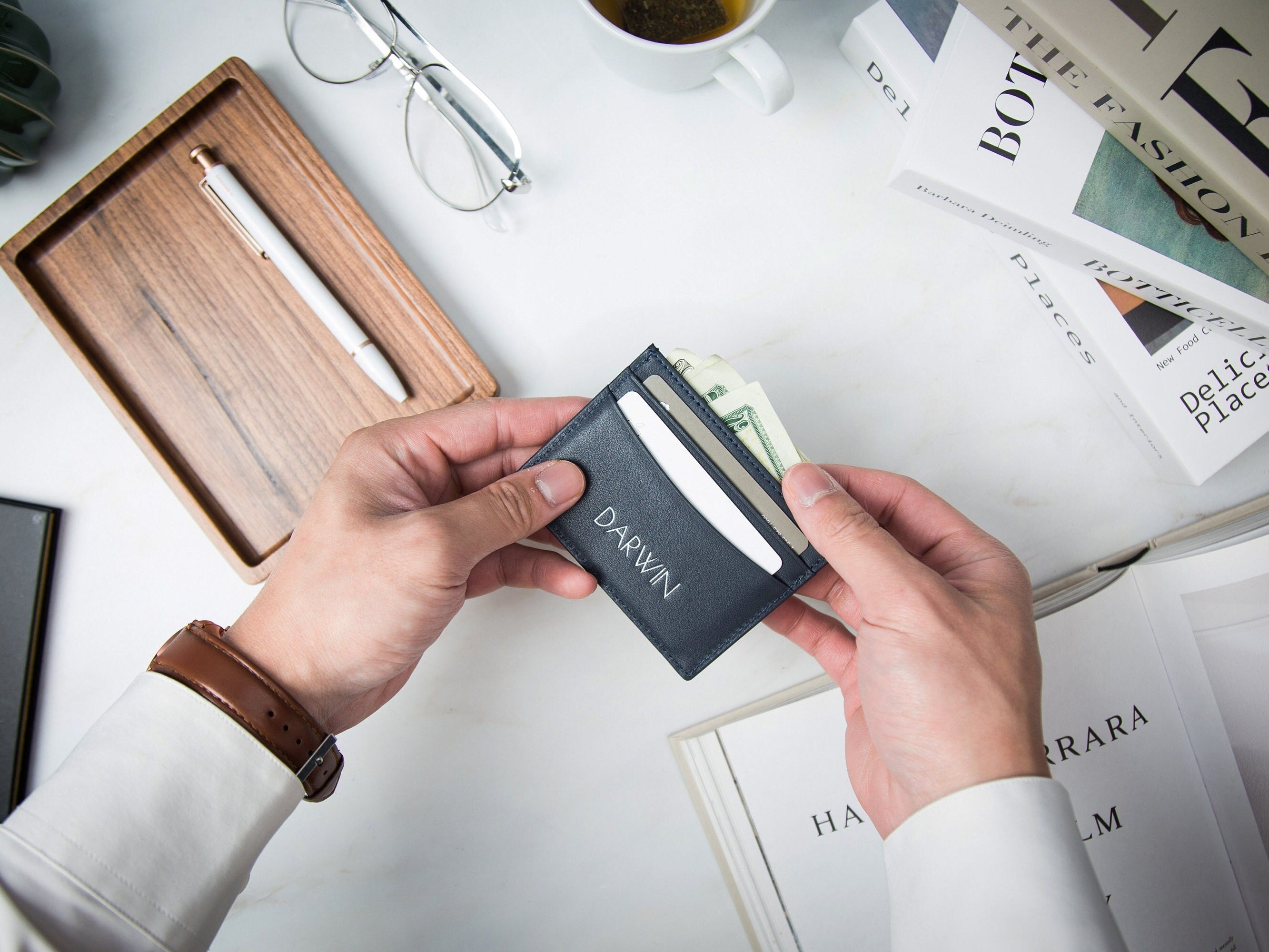 Embossed Leather Card Holder