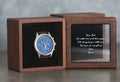 Metal Watch & Glass Top Walnut Gift Box