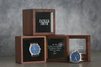 Metal Watch & Glass Top Walnut Gift Box