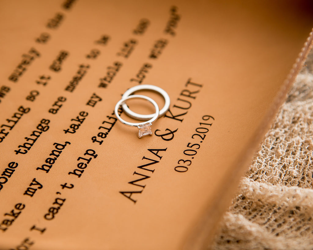 Engraved Anniversary Leather Valet Tray