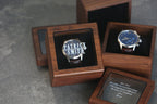 Metal Watch & Glass Top Walnut Gift Box