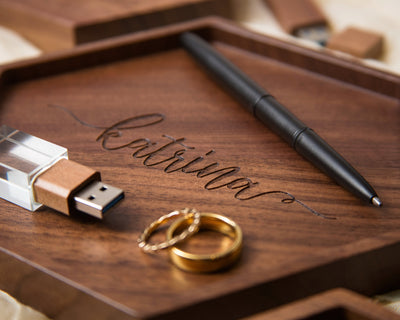 Hexagon Wood Tray - Engraved Key or Ring Dish, Wedding Day Gift for Mom Mother of the Bride Groom MIL Women, Gift from kids, son or daughter