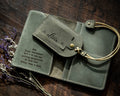 Engraved Leather Passport Holder & Luggage Tag Set