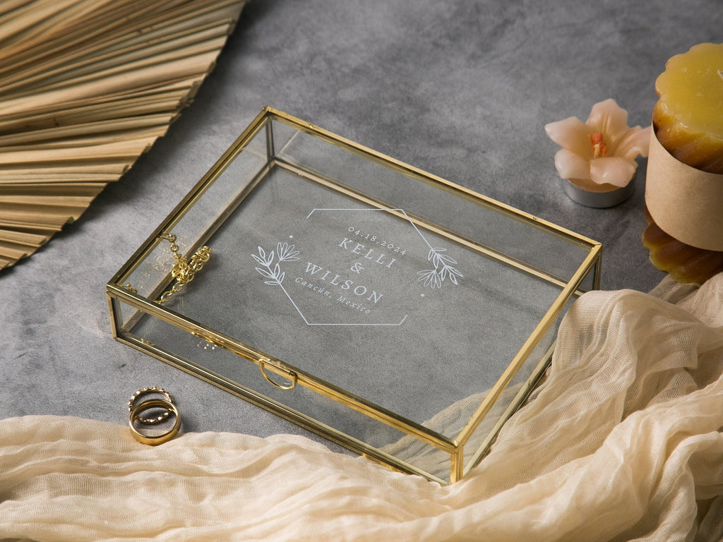 5x7" Gold Glass Photo Box