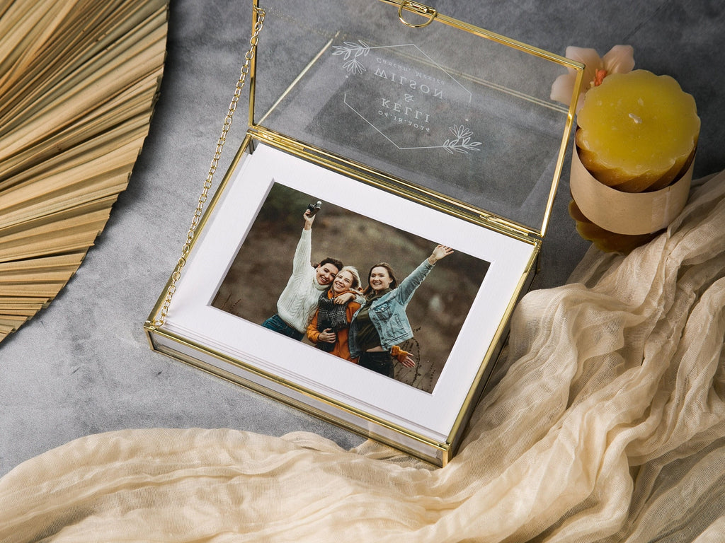 5x7" Gold Glass Photo Box