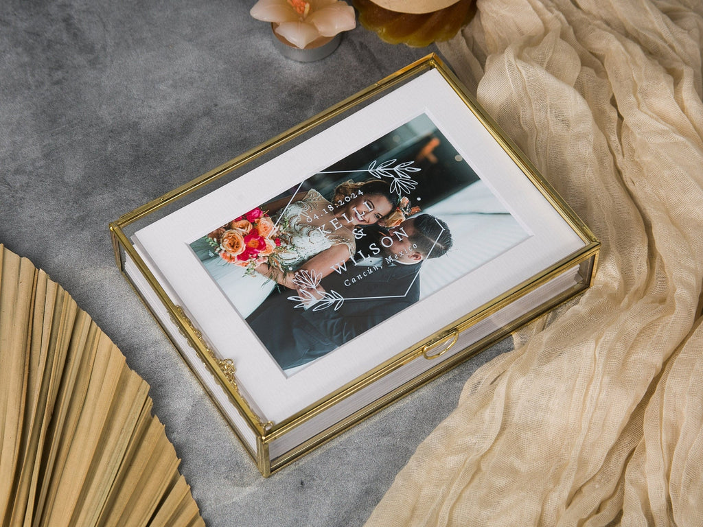 5x7" Gold Glass Photo Box