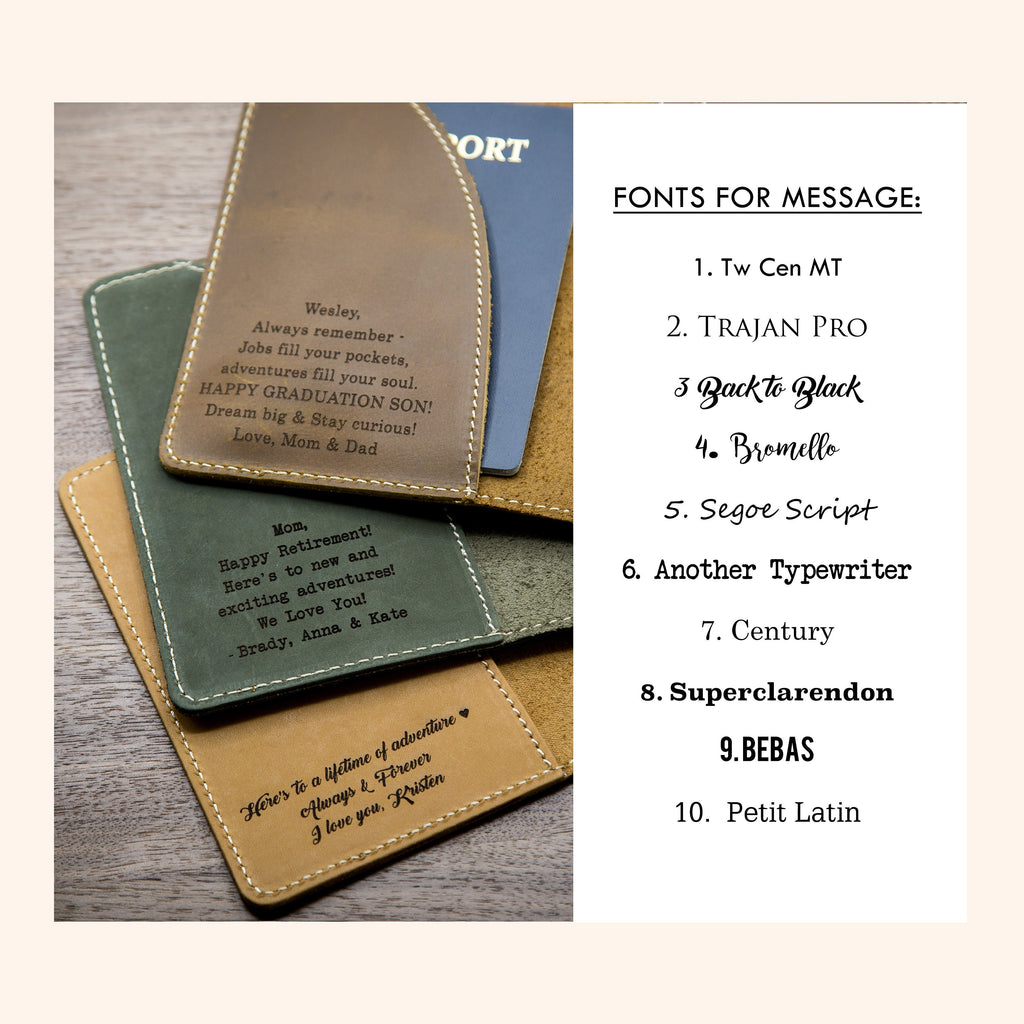 Engraved Leather Passport Holder & Luggage Tag Set