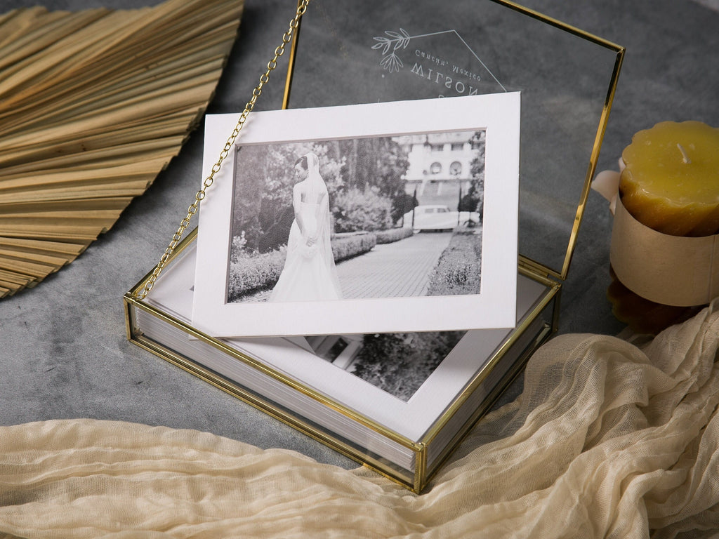 5x7" Gold Glass Photo Box