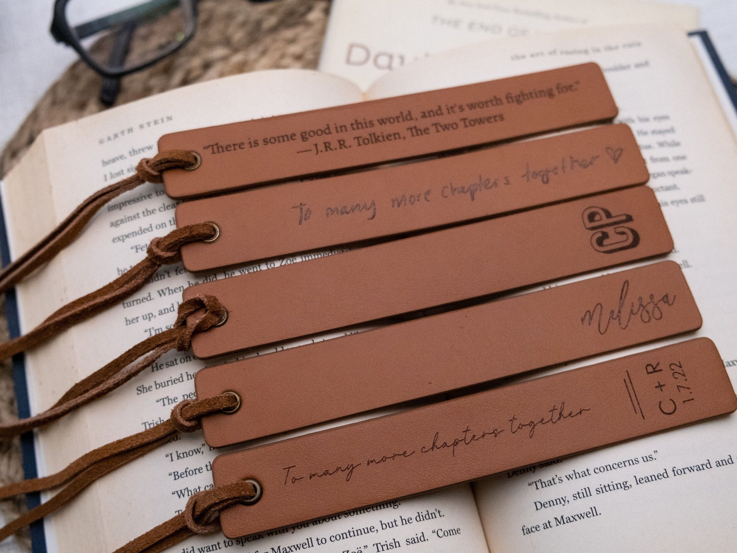 Engraved Leather Bookmark