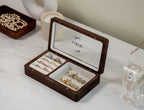 Wood Jewelry Box w/ Glass Lid (Design 2 Black)