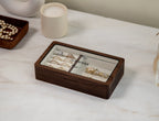 Wood Jewelry Box w/ Glass Lid (Design 2 Black)