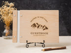 Engraved Premium Wood Guest Book with Mountain Design
